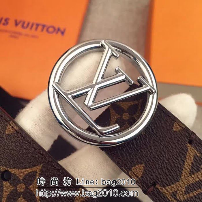 路易威登LV Monogram帆布 圓形LV logo 男士皮帶 LHG1224